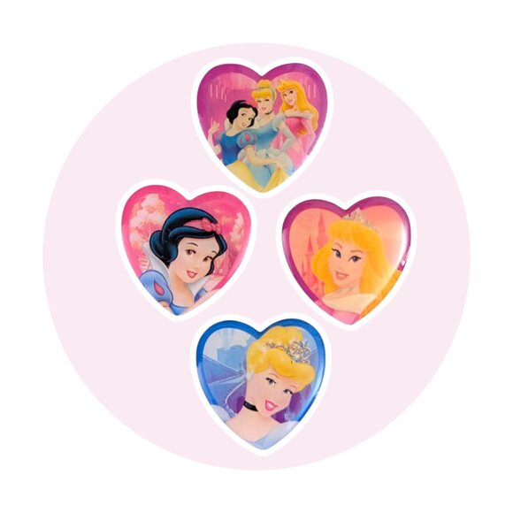 Disney Princess Carrefour Tiny Pins: Snow White Cinderella Aurora Pink Heart